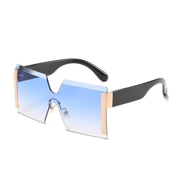 NEW Bold Geometric Rectangular Fashion Sunglasses With Case - Picture 8 of 16